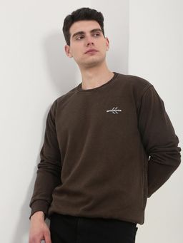 SHOWOFF - Men Brown Solid Sweatshirt