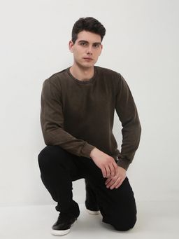 SHOWOFF - Men Brown Solid Sweatshirt