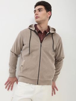 SHOWOFF - Men Beige Solid Hoodie