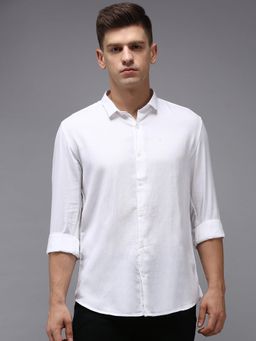 SHOWOFFFF - Men White Solid Slim Fit Shirt