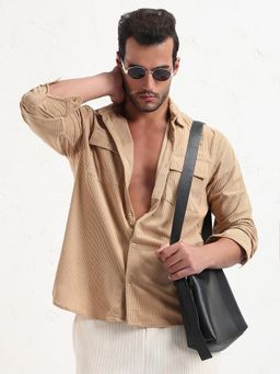SHOWOFF - Edition Men Beige Solid Slim Fit Shirt