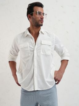 SHOWOFFFF - Men White Solid Slim Fit Shirt