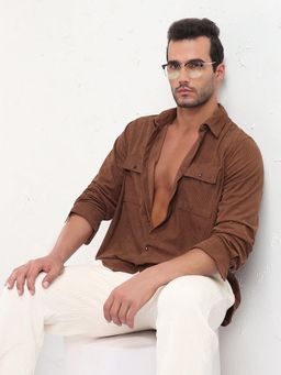 SHOWOFF - Edition Men Brown Solid Slim Fit Shirt