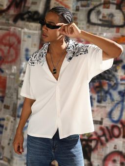 SHOWOFFFF - Edition Men White Graphic Oversized Shirt