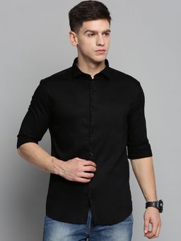 SHOWOFFFF - Men Black Solid Slim Fit Shirt