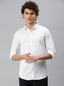SHOWOFFFF - Men White Solid Slim Fit Shirt