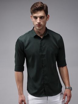 SHOWOFF - Men Green Solid Slim Fit Shirt