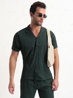 SHOWOFF - Mens Green Textured Co-Ord (Set of 2)