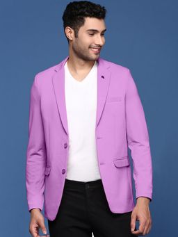 SHOWOFF - Men's Purple Solid Single-Breasted Blazer