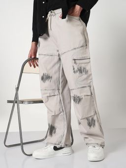 SHOWOFF - Mens Grey Straight Fit Cargo Pocket Jeans