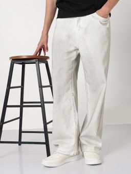 SHOWOFF - Mens Off White Straight Fit Jeans