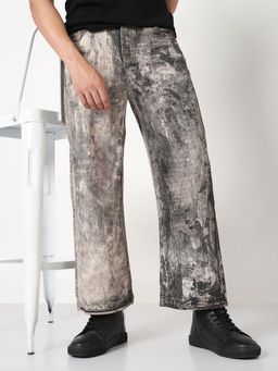 SHOWOFFFF - Mens Grey Straight Fit Jeans