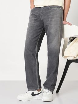 SHOWOFF - Mens Grey Washed Solid Jeans