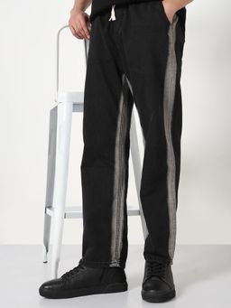 SHOWOFF - Mens Black Washed Drawstring Jeans