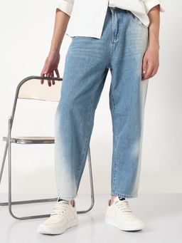 SHOWOFF - Mens Blue Washed Tapered Fit Jeans