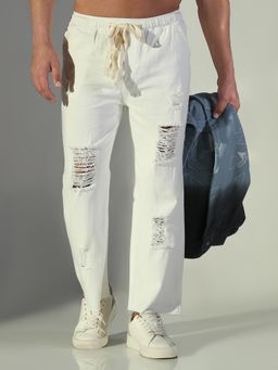 SHOWOFF - Mens White Straight Fit Jeans