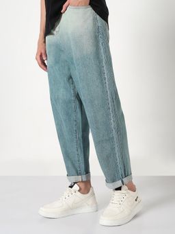 SHOWOFF - Mens Blue Washed Tapered Fit Ombre Jeans