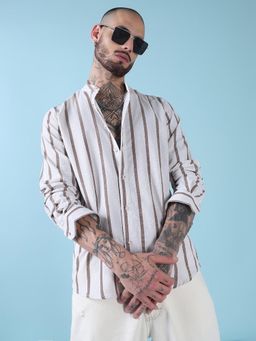 SHOWOFF - Men Off White Cotton Stripes Shirt