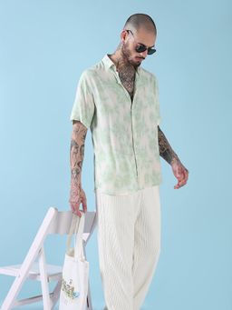 SHOWOFF - Men Green Cotton Floral Shirt