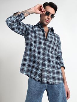 SHOWOFF - Men Blue Cotton Checks Shirt