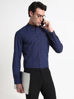 SHOWOFF - Men Blue Cotton Abstract Shirt