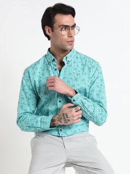 SHOWOFF - Men Blue Cotton Printed Shirt