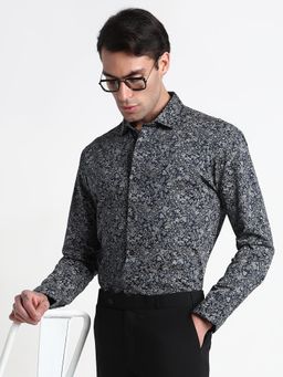 SHOWOFF - Men Navy Blue Cotton Floral Shirt