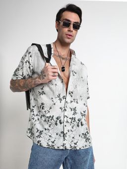 SHOWOFF - Men Green Cotton Floral Shirt