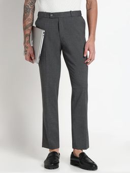 SHOWOFF - Men Grey Rayon Solid Slim Fit Trouser