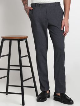 SHOWOFF - Men Grey Rayon Solid Slim Fit Trouser