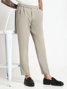 SHOWOFFFF - Men Green Rayon Solid Tapered Fit Trouser