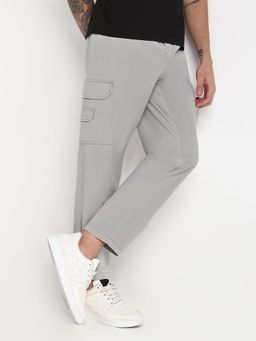 SHOWOFF - Men Grey Cotton Solid Regular Fit Joggers