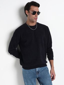 SHOWOFF - Men'S Navy Blue Solid Round Neck Sweatshirt