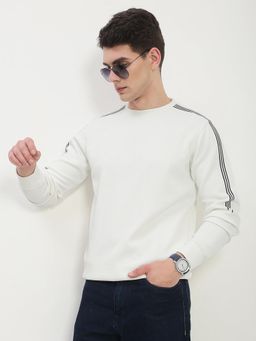 SHOWOFF - Men'S White Solid Round Neck Sweatshirt