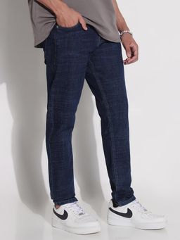 SHOWOFF - Men'S Navy Blue Solid Slim Fit Jeans