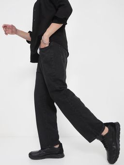 SHOWOFF - Edition Men's Black Solid Barrel Fit Jeans