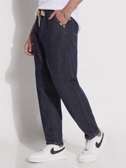 SHOWOFF - Edition Men's Navy Blue Solid Tapered Fit Jeans