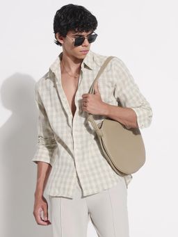 SHOWOFF - Mens Edition Light Green Cotton Checked Shirt