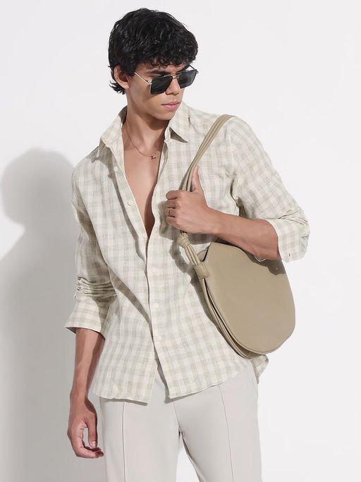 SHOWOFFFF Mens Edition Light Green Cotton Checked Shirt