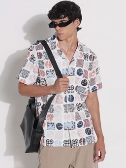 SHOWOFFFF - Mens Multi-Color Printed Collar Relaxed Fit Shirt