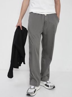 SHOWOFF - Edition Mens Grey Solid Straight Fit Parallel Casual Trouser