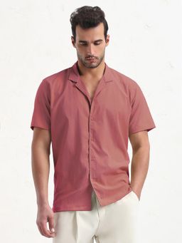 SHOWOFF - Men Pink Cotton Collar Neck Casual Shirt