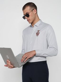 SHOWOFF - Men Grey Cotton Collar Neck Formal Shirt