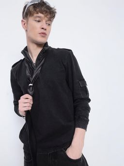 SHOWOFFFF - Edition Men's Black High Neck Zippered Sweatshirt