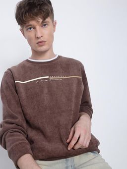 SHOWOFF - Men's Brown Round Neck Sweatshirt