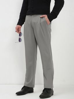 SHOWOFF - Mens Grey Regular Fit Formal Trouser