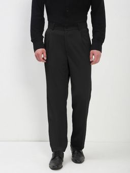 SHOWOFF - Mens Black Regular Fit Formal Trouser