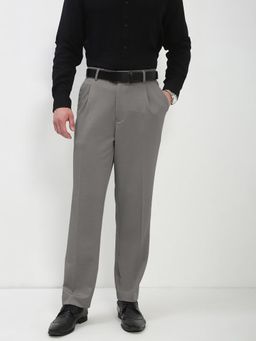 SHOWOFF - Mens Grey Regular Fit Formal Trouser