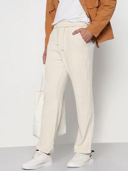 SHOWOFF - Edition Mens Cream Corduroy Straight Fit Trouser