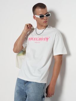 SHOWOFFFF - Edition Mens Typography Printed White Regular Fit T-Shirt